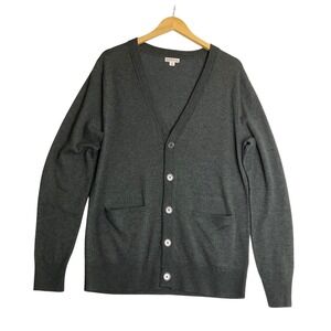 Merona Wool Blend Cardigan Button Up Front Grey Button V-Neck Academia Preppy M